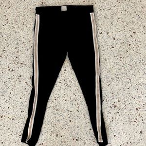 Girls velvet leggings with tuxedo stripes